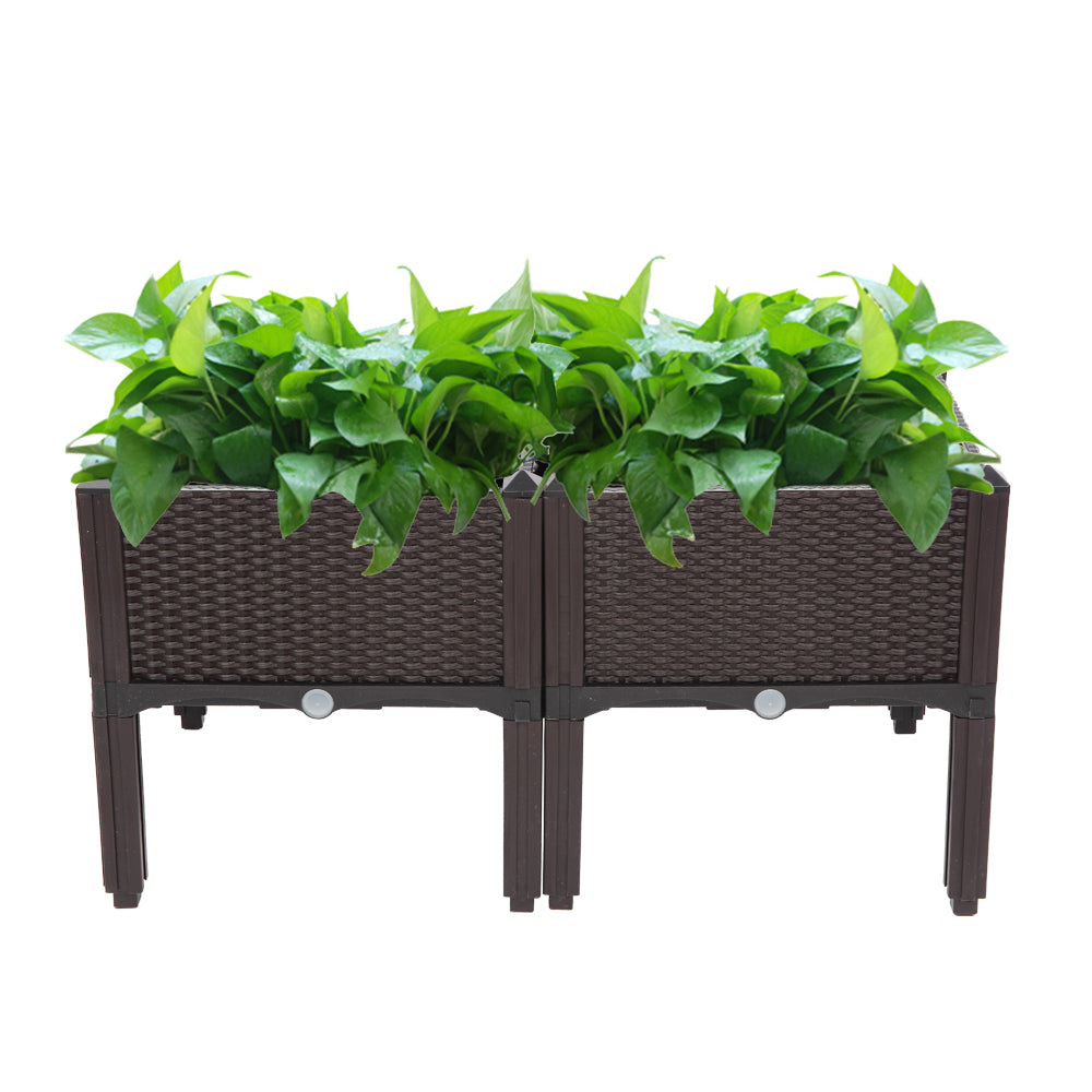 2PCS Brown Free Splicing Injection Molded Planter Box