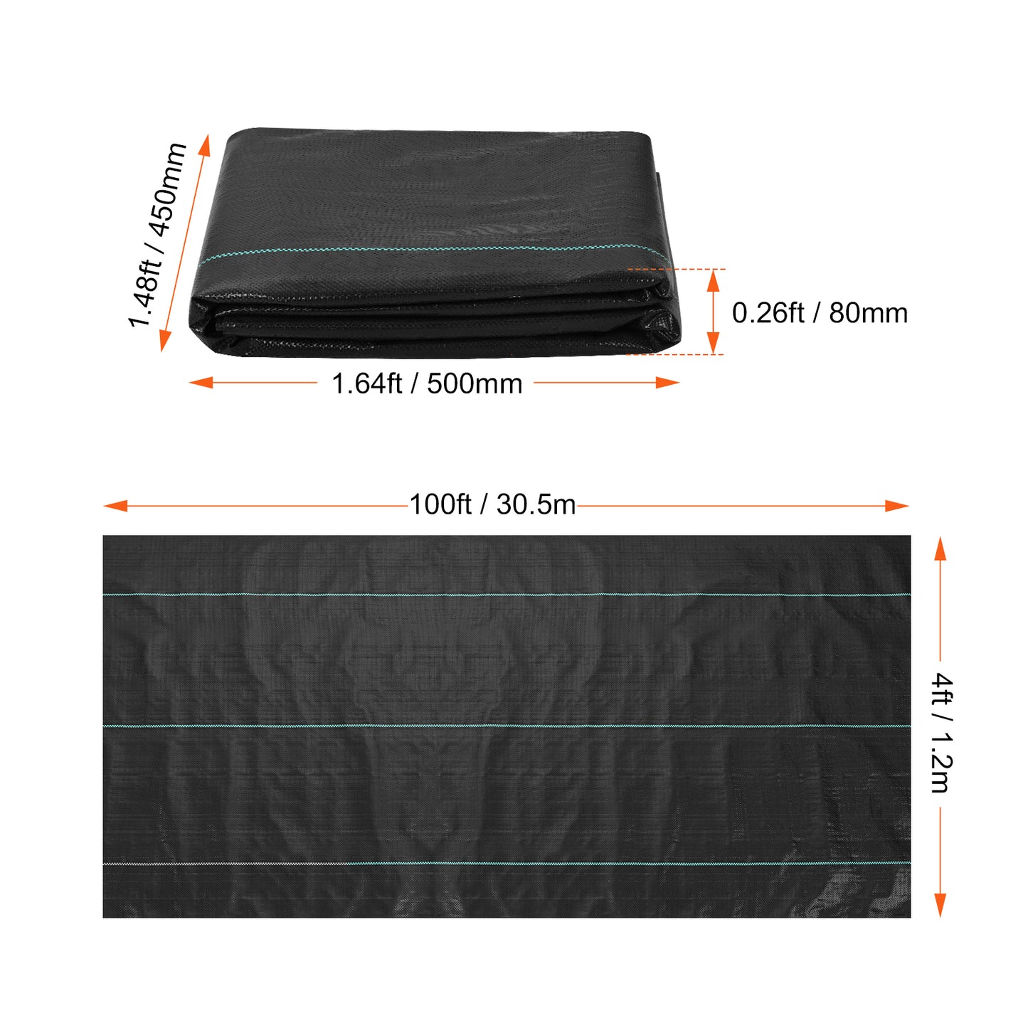 VEVOR Weed Barrier Landscape Fabric, 4x100FT Heavy Duty Garden Weed Fabric, Woven PP Weed Control Fabric, Driveway Fabric, Geotextile Fabric For Landscaping, Ground Cover, Weed Blocker Weed Mat, Black