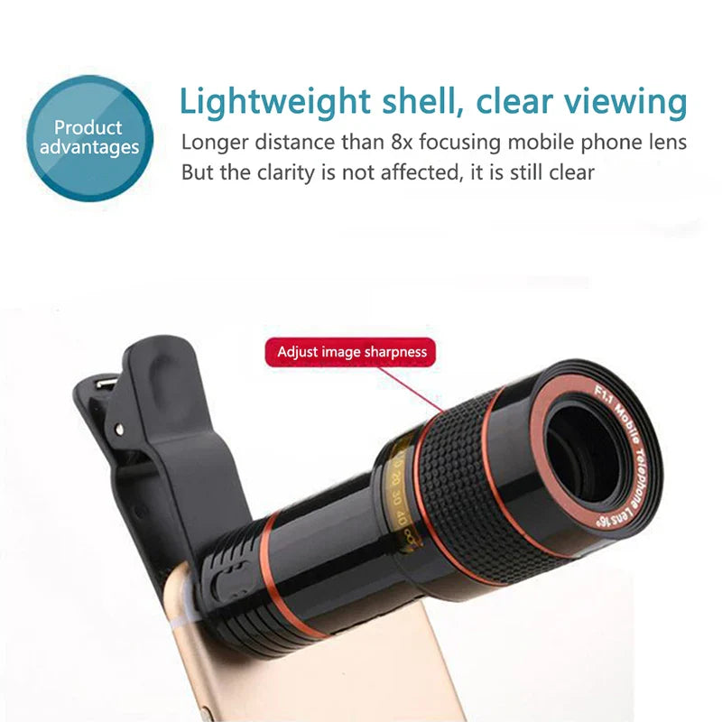 12X HD Fish Eye Lenses Phone Lens Kit Mobile Phone Camera Lens Wide Angle Telescope Optical Zoom Macro Lens for IOS Android