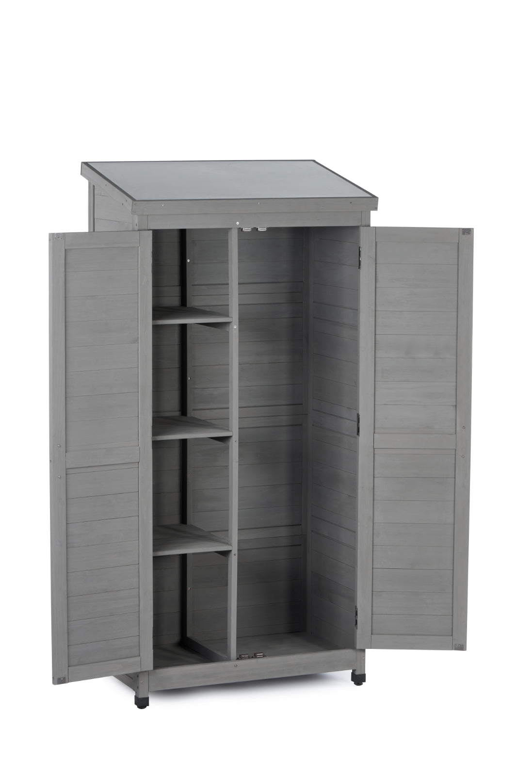 Outdoor Storage Cabinet With Metal Top, 68Tall Garden Shed For Yard
