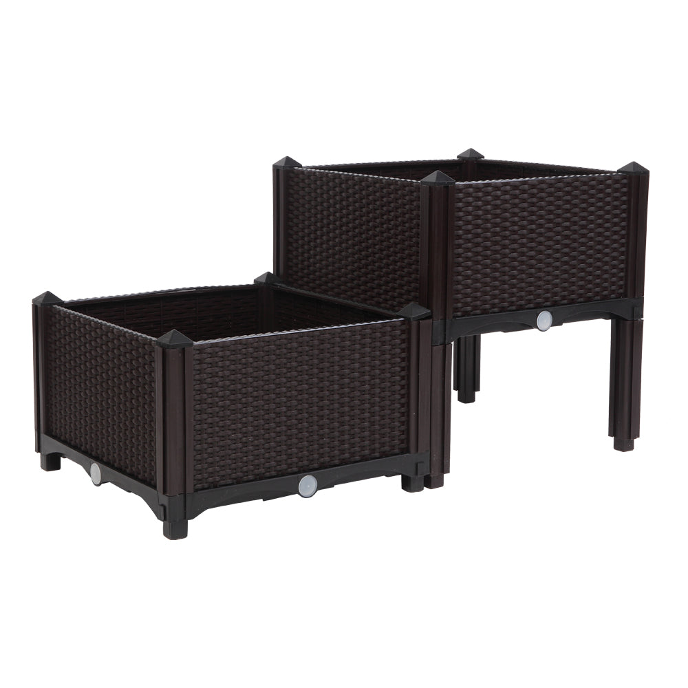 2PCS Brown Free Splicing Injection Molded Planter Box