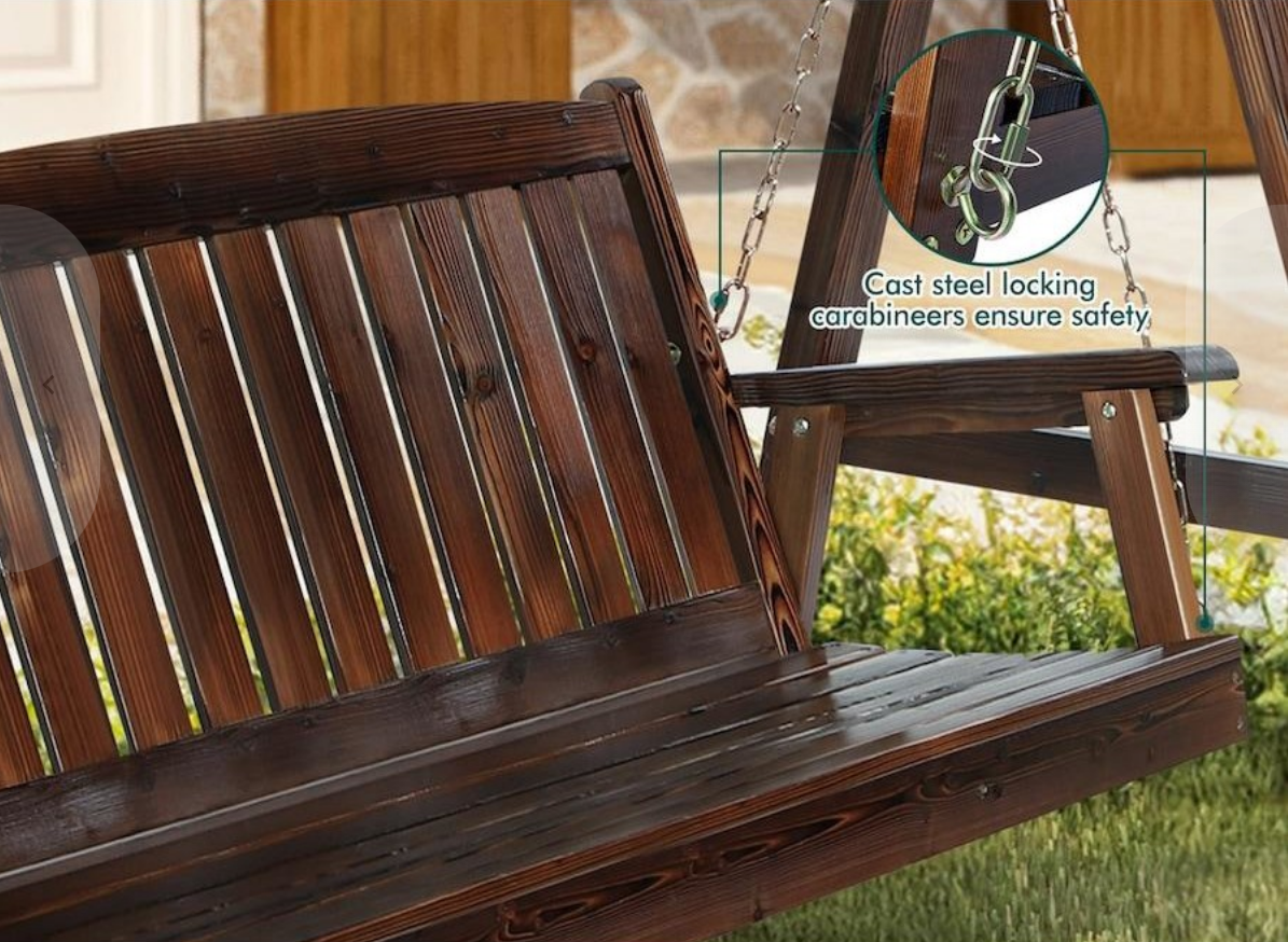 Wooden Swing Chair with Canopy