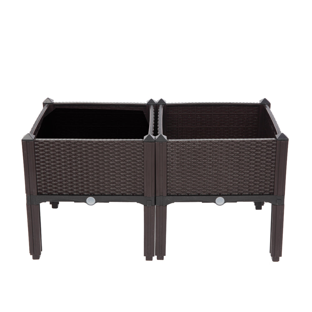 2PCS Brown Free Splicing Injection Molded Planter Box