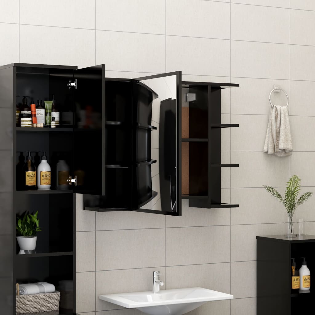 vidaXL 4 Piece Bathroom Furniture Set Black Engineered Wood