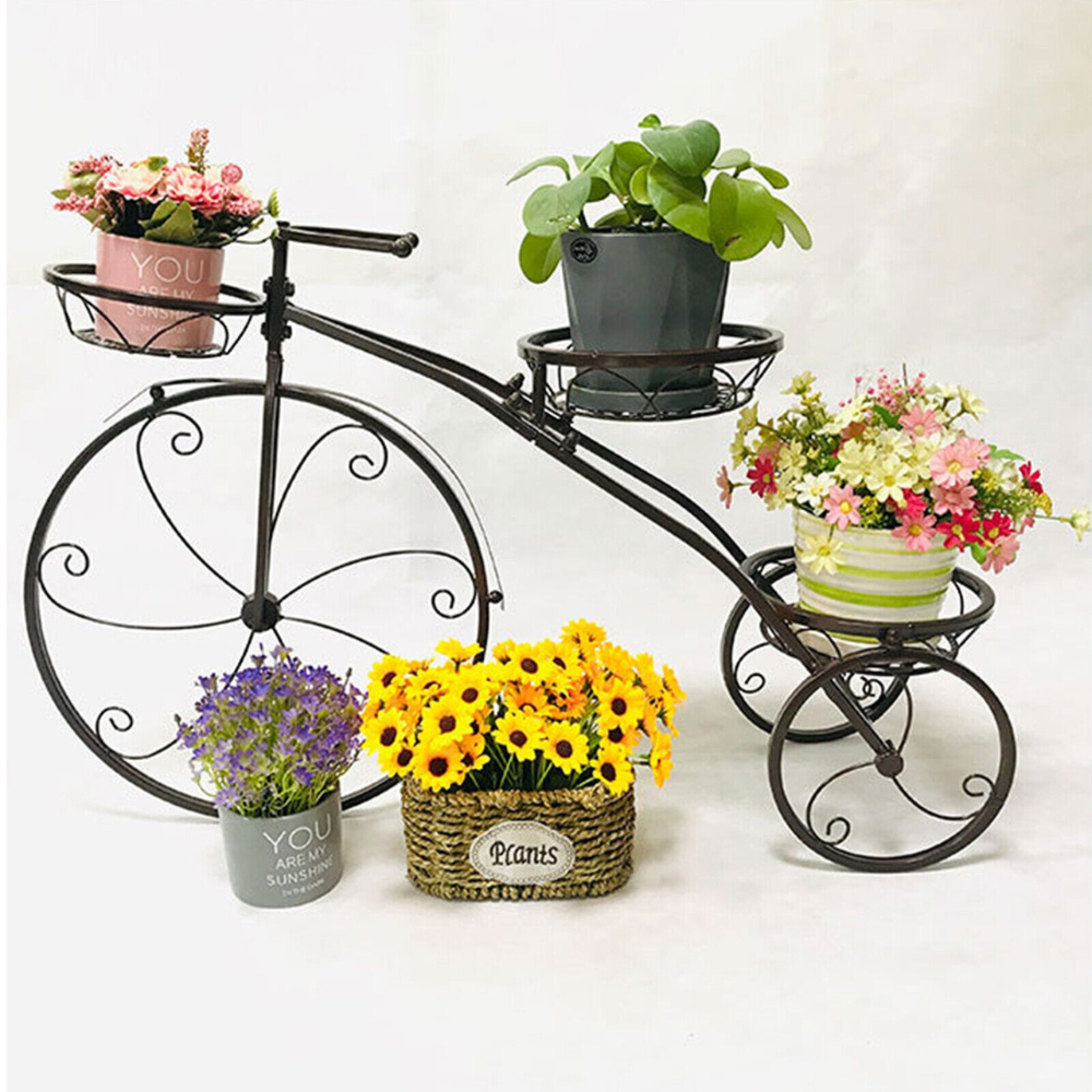 3-Tier Bicycle Plant Stand Wrought Iron Tricycle Planter