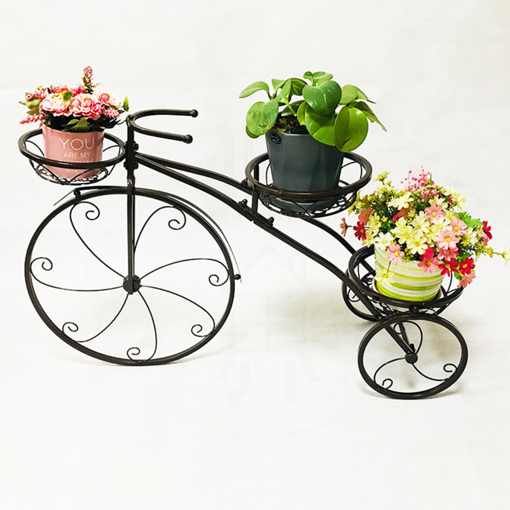 3-Tier Bicycle Plant Stand Wrought Iron Tricycle Planter