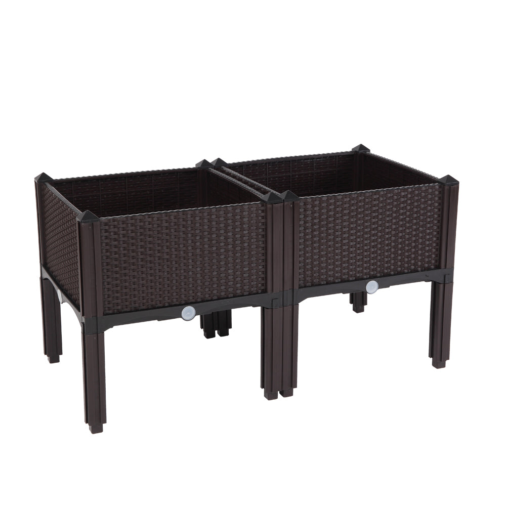 2PCS Brown Free Splicing Injection Molded Planter Box