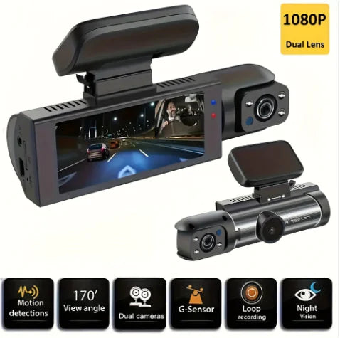 360 Dual Lens Dash Cam for Front and Rear Car Surveillance