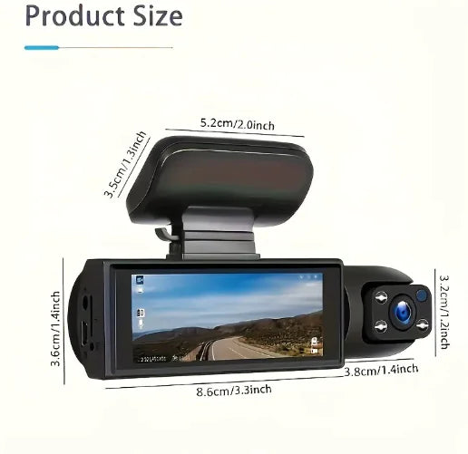 360 Dual Lens Dash Cam for Front and Rear Car Surveillance