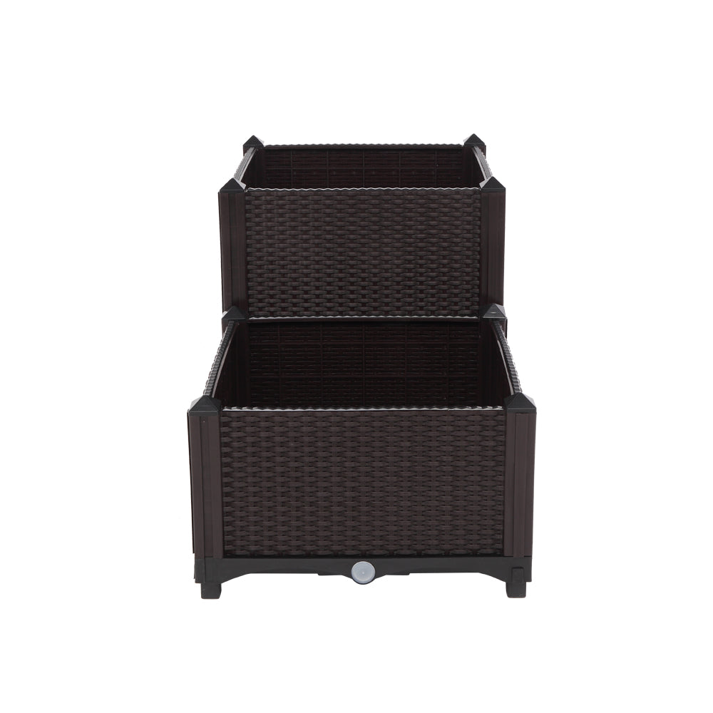 2PCS Brown Free Splicing Injection Molded Planter Box