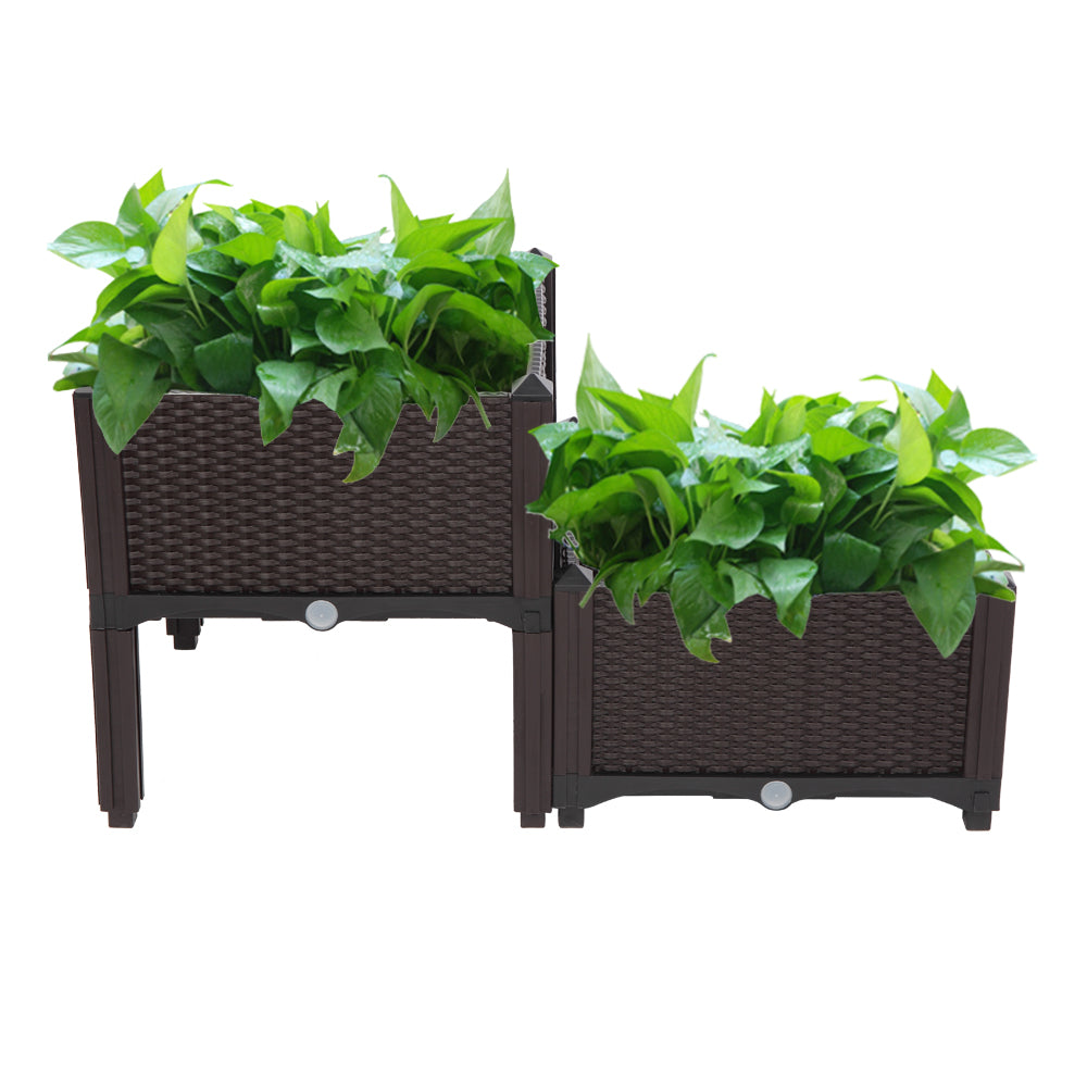 2PCS Brown Free Splicing Injection Molded Planter Box