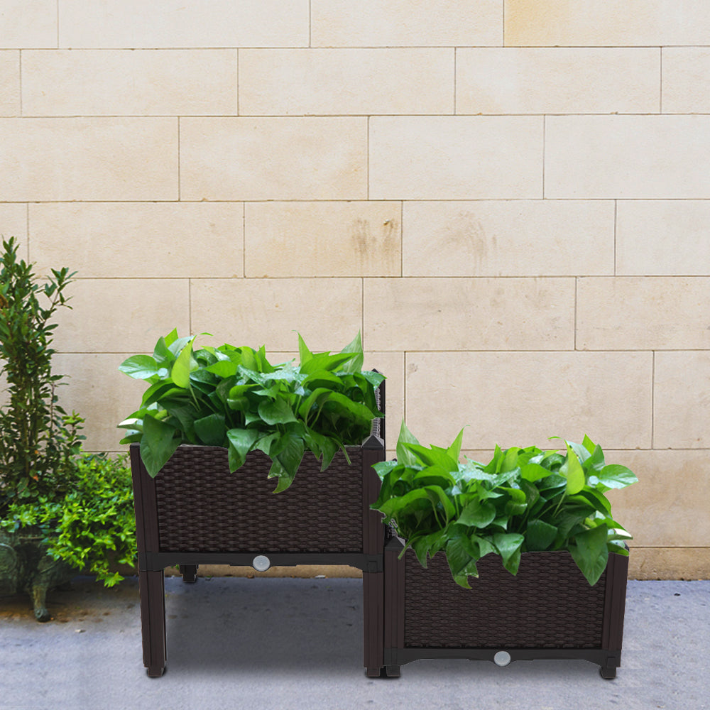 2PCS Brown Free Splicing Injection Molded Planter Box