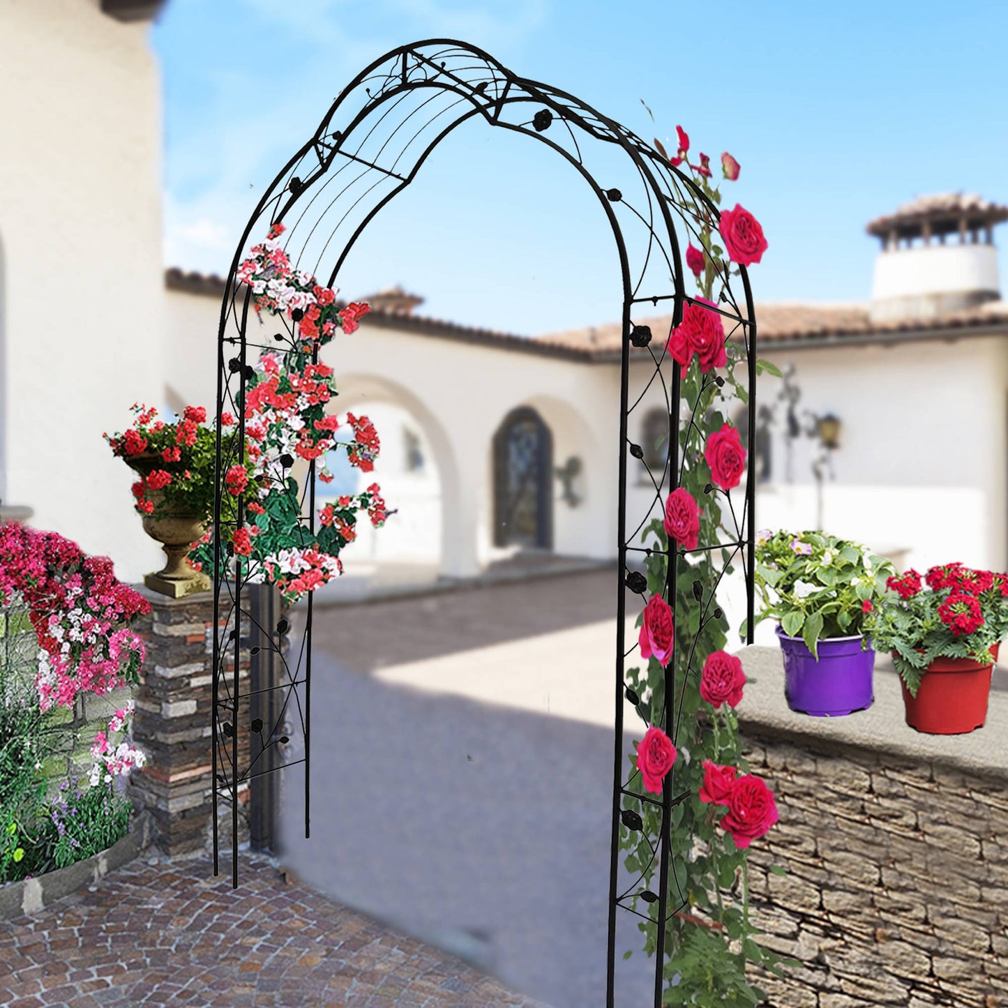 Metal Garden Arch Assemble Freely With 8 Styles Arbor Trellis Climbing Plants Outdoor