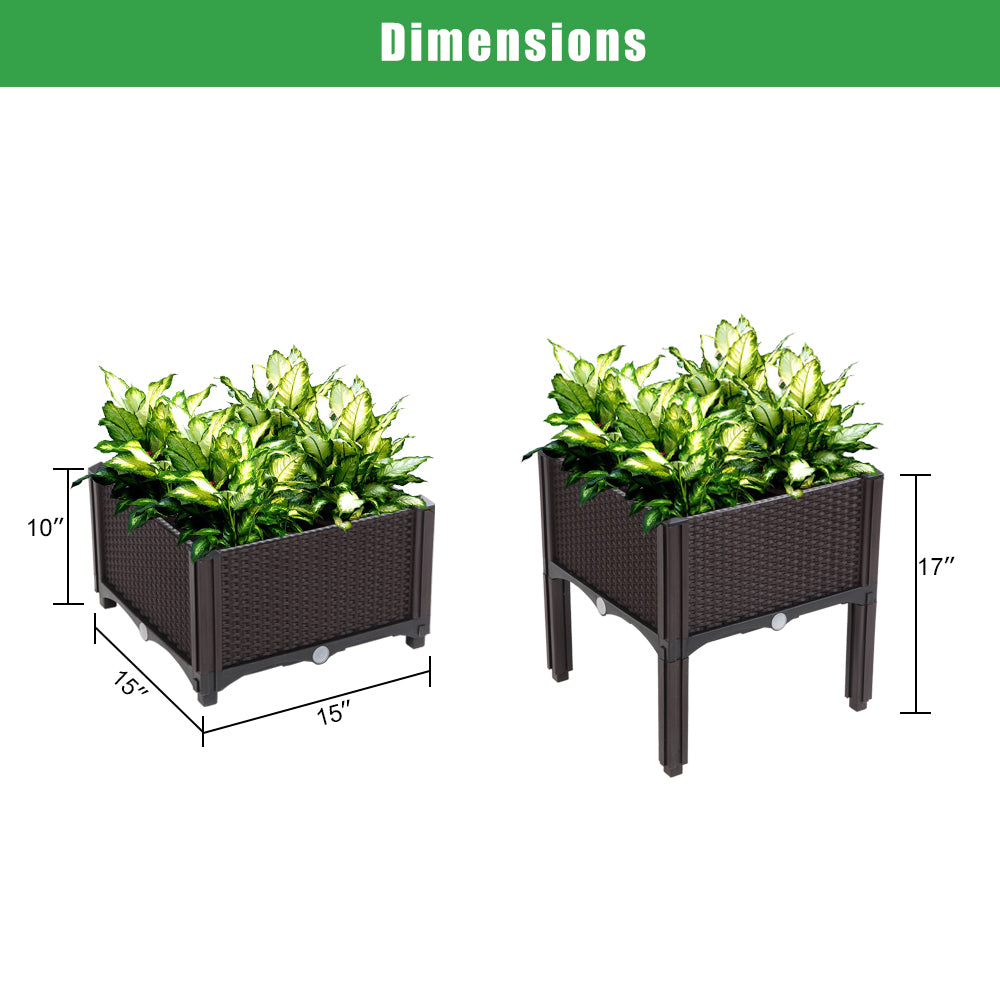 2PCS Brown Free Splicing Injection Molded Planter Box