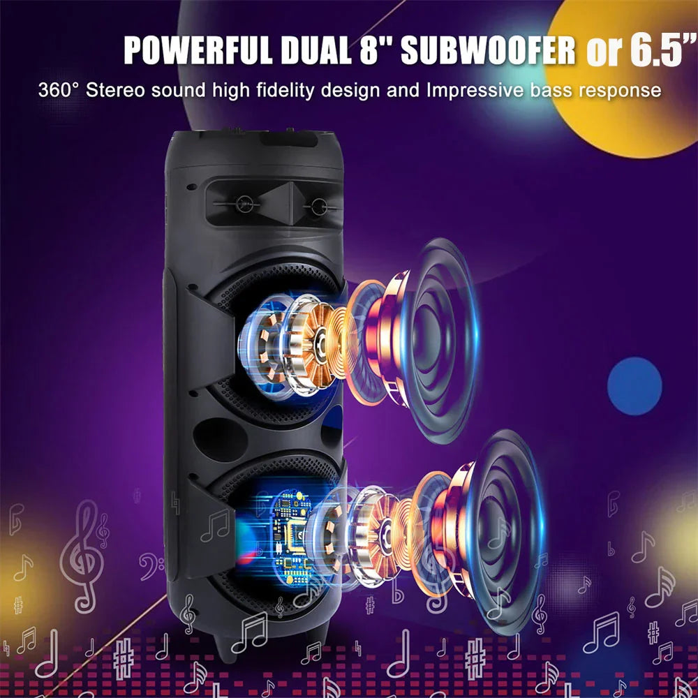 6000W wireless Bluetooth party speaker with subwoofer and powerful bass