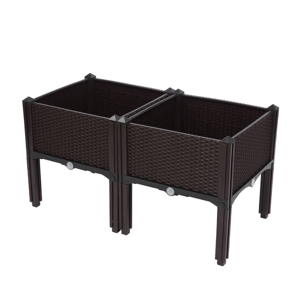 2PCS Brown Free Splicing Injection Molded Planter Box