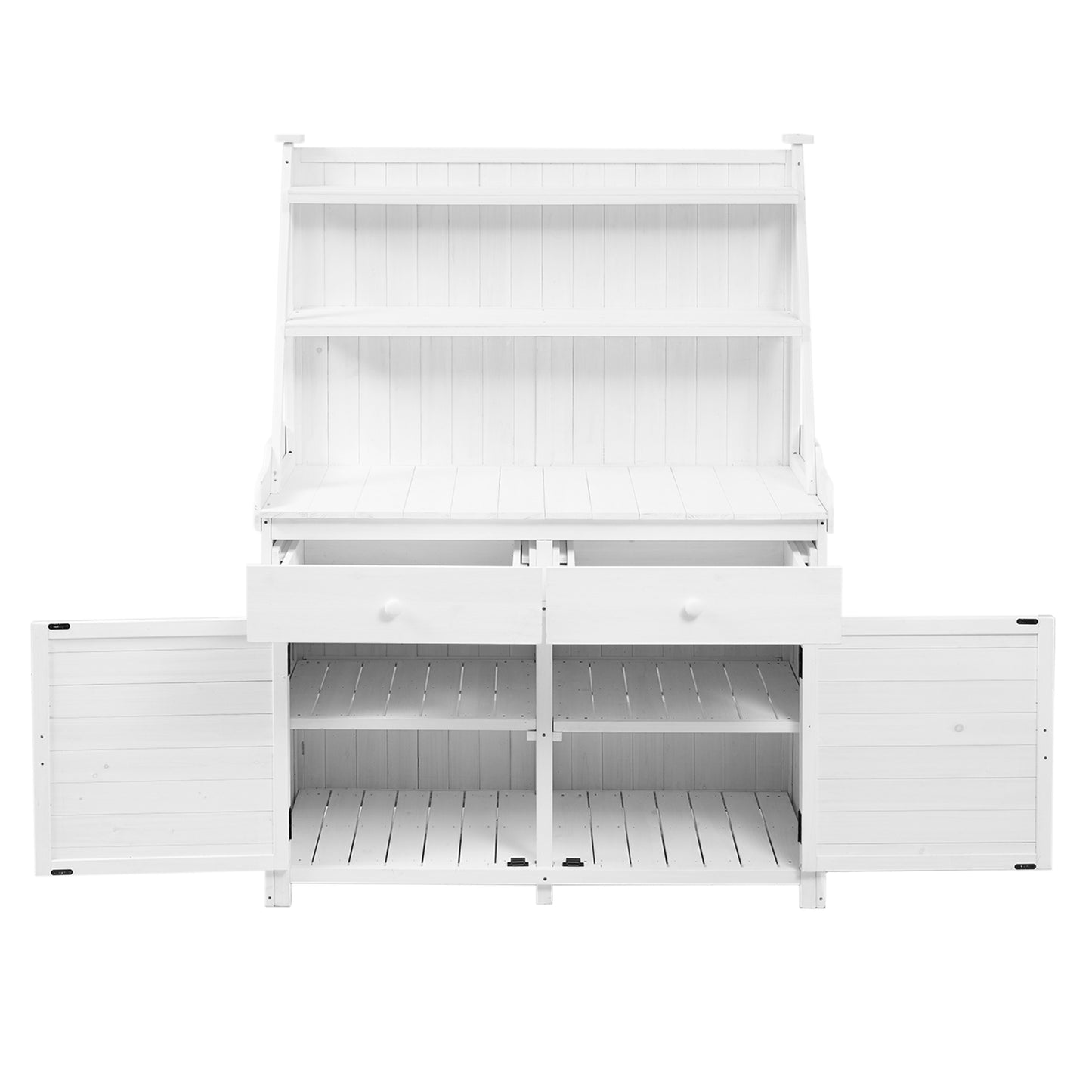 TOPMAX 65in Garden Potting Bench, Fir Wood With Storage, Drawer & Cabinet