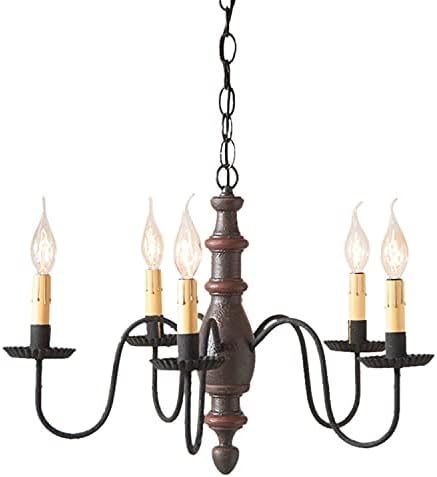 6-Arm Harrison wood chandelier in Americana Espresso finish by Irvin's Country Tinware for rustic and farmhouse decor