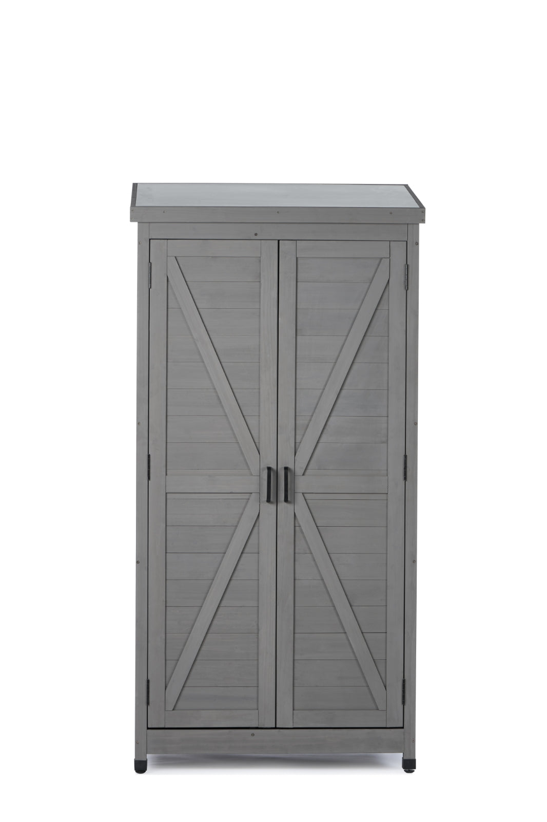 Outdoor Storage Cabinet With Metal Top, 68Tall Garden Shed For Yard