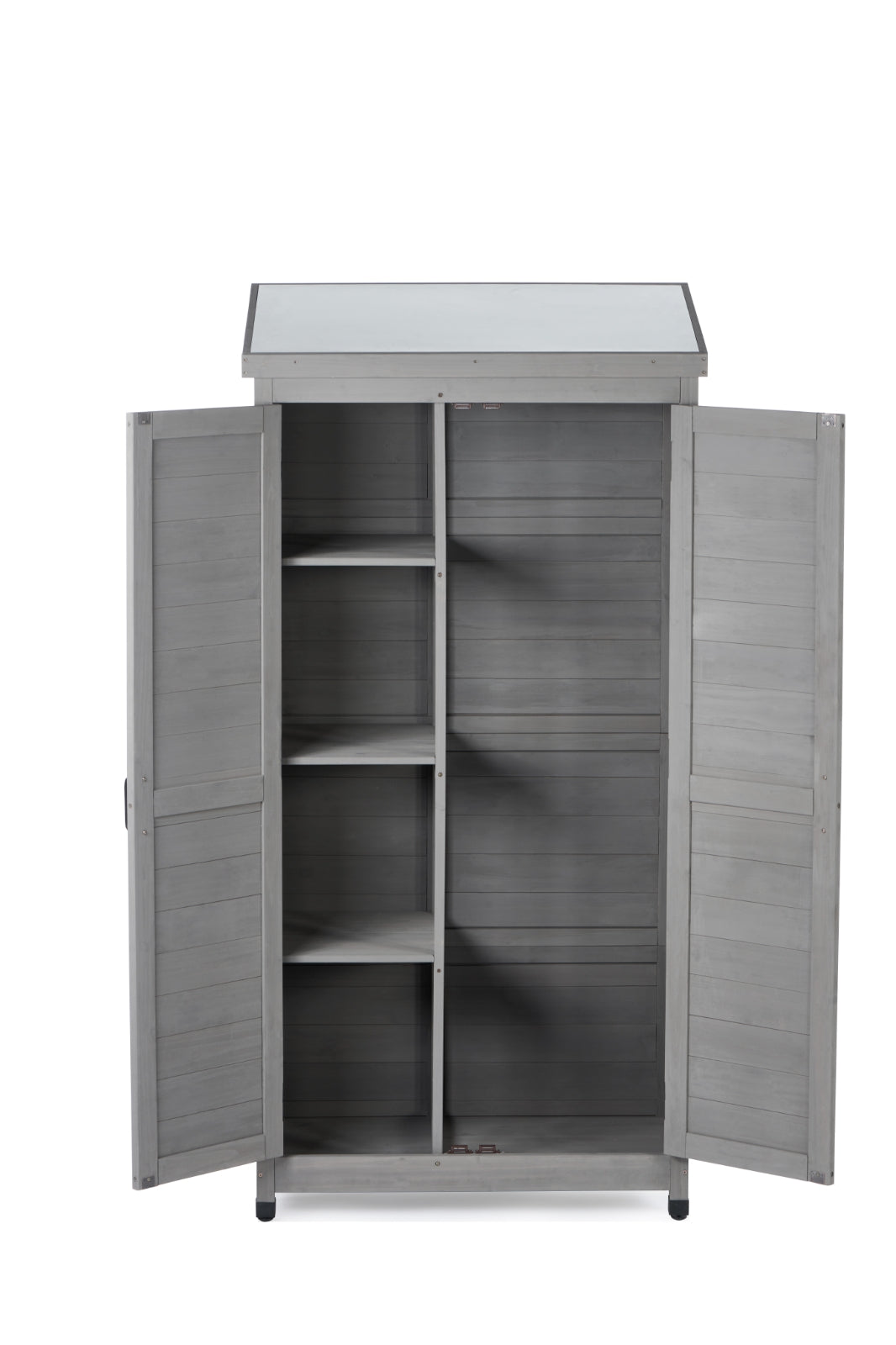 Outdoor Storage Cabinet With Metal Top, 68Tall Garden Shed For Yard