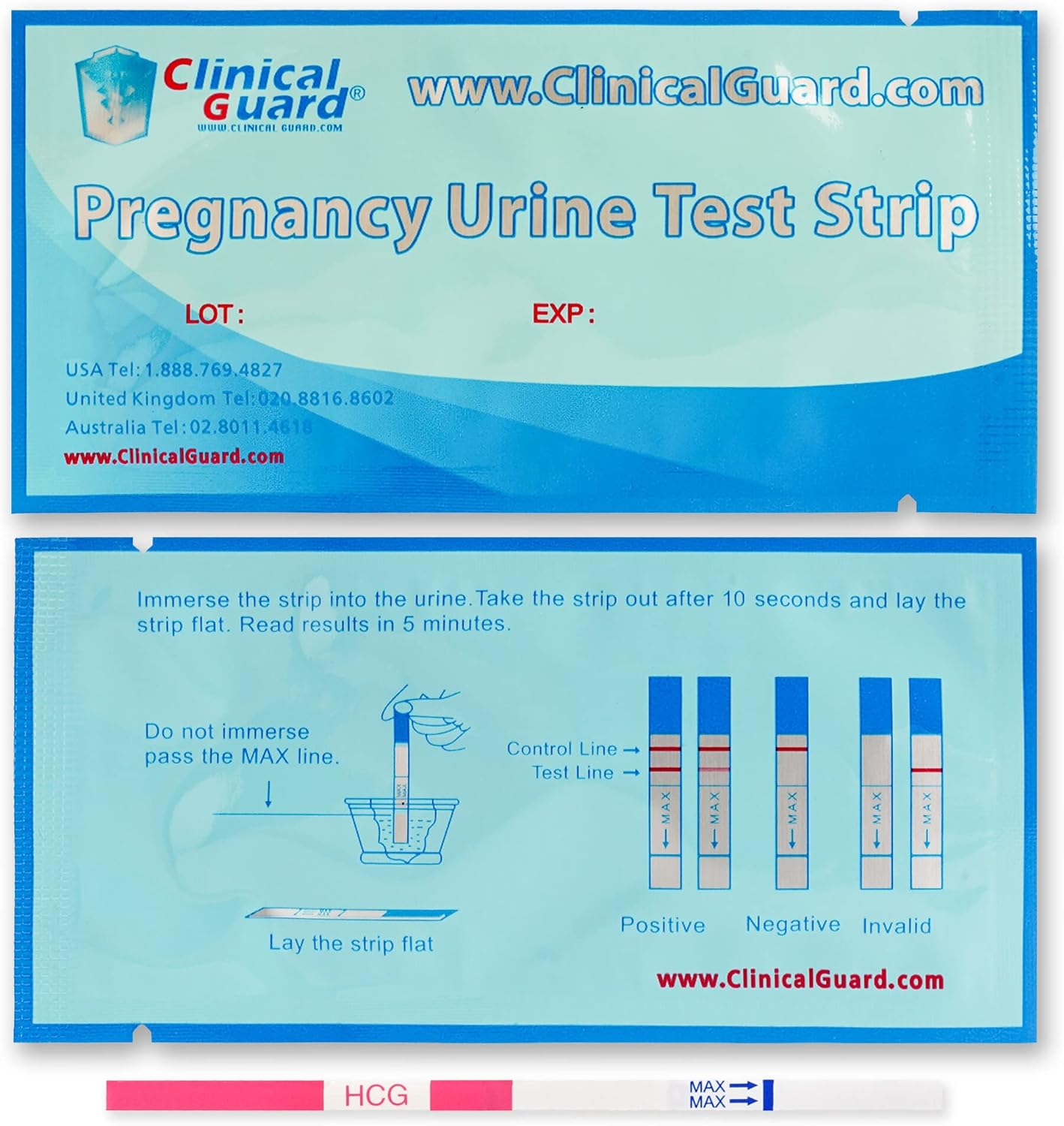Clinical Guard 25 Pregnancy Test Strips