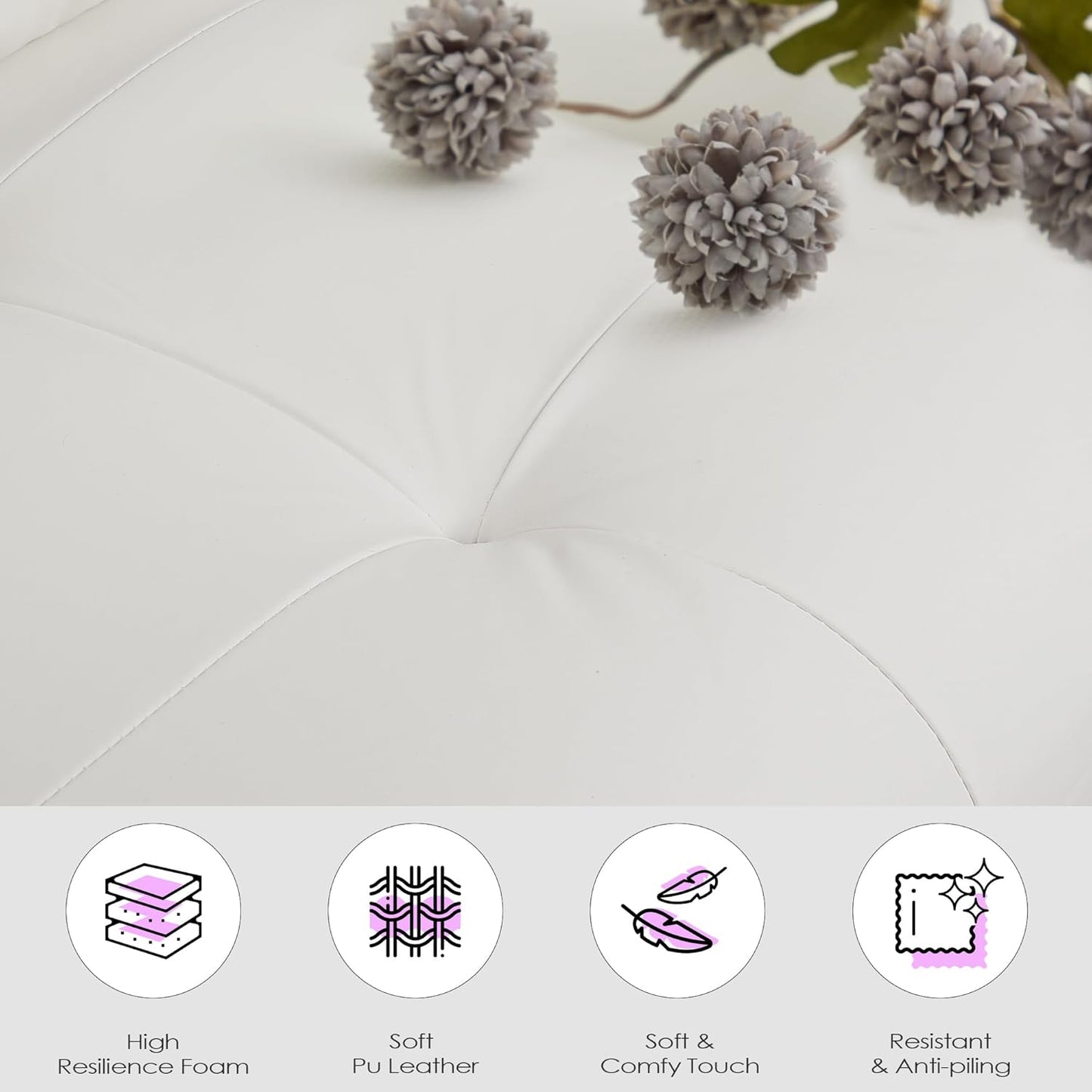 85" White Faux Leather Sofa