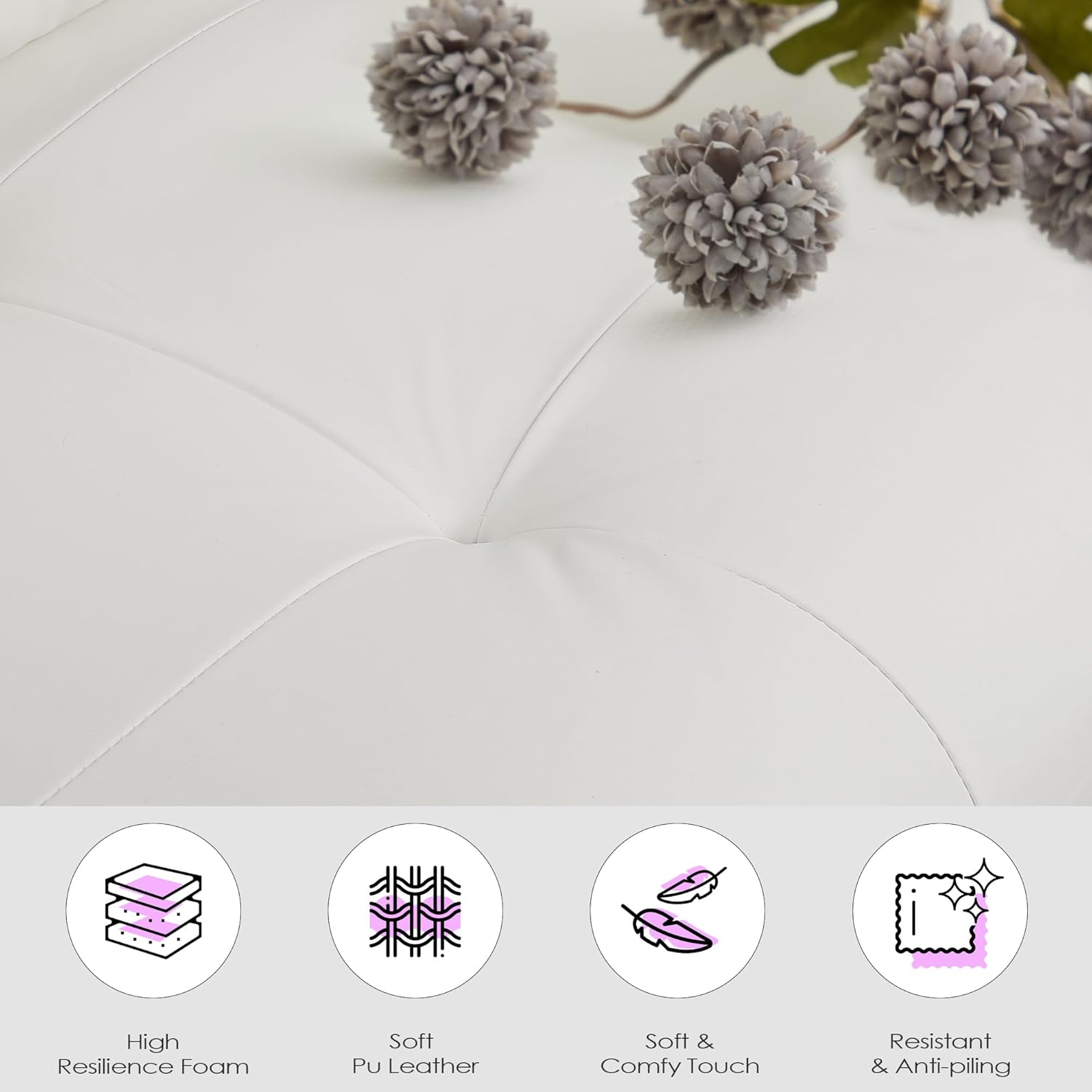 85" White Faux Leather Sofa