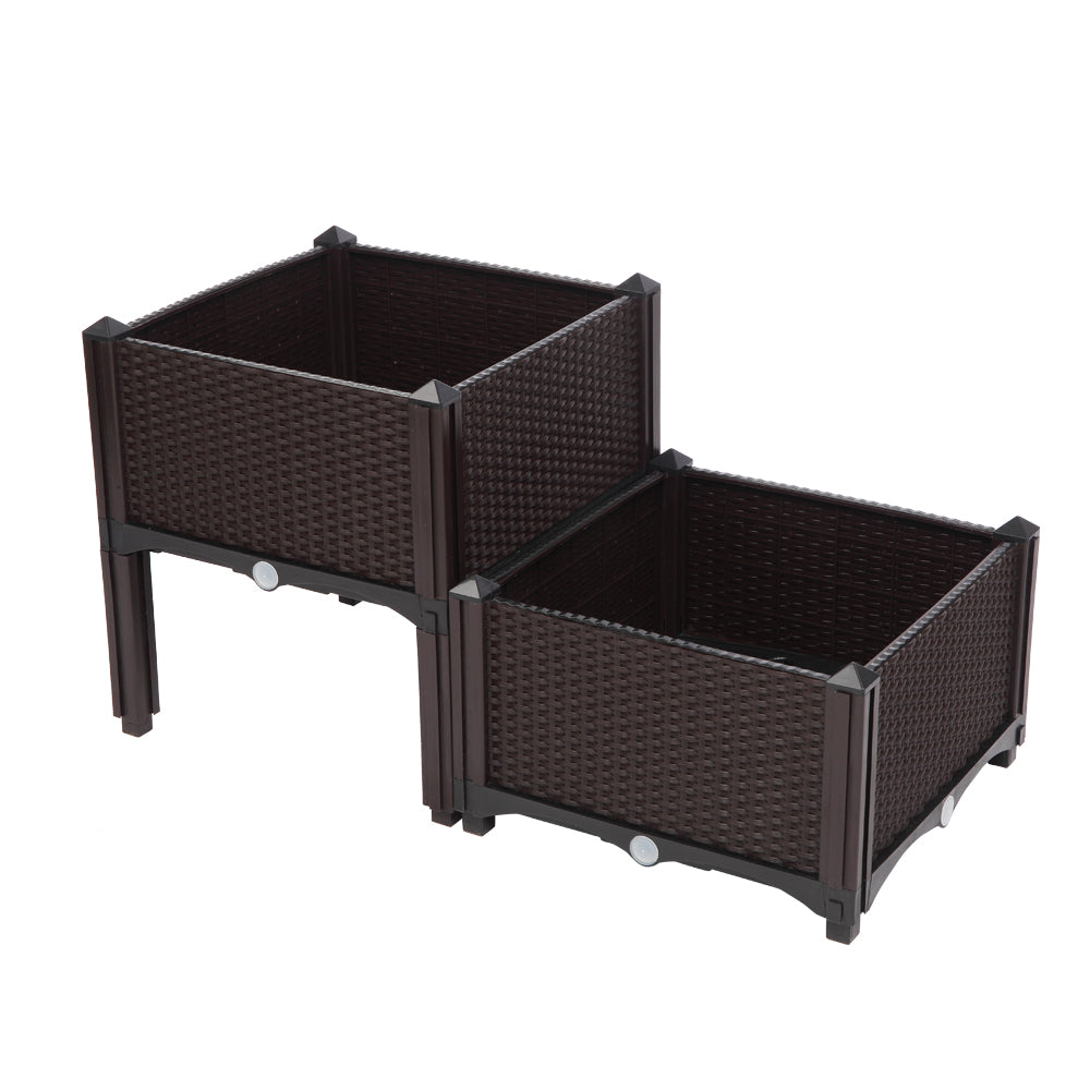 2PCS Brown Free Splicing Injection Molded Planter Box