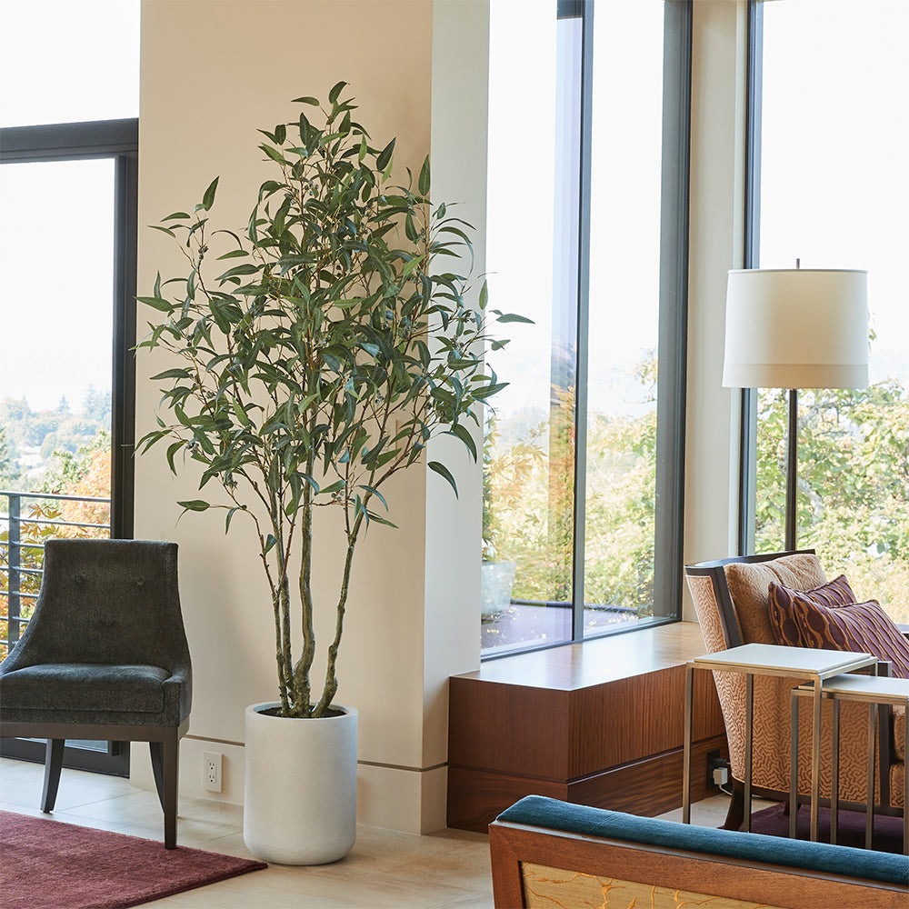 Artificial willow eucalyptus tree for realistic indoor greenery décor