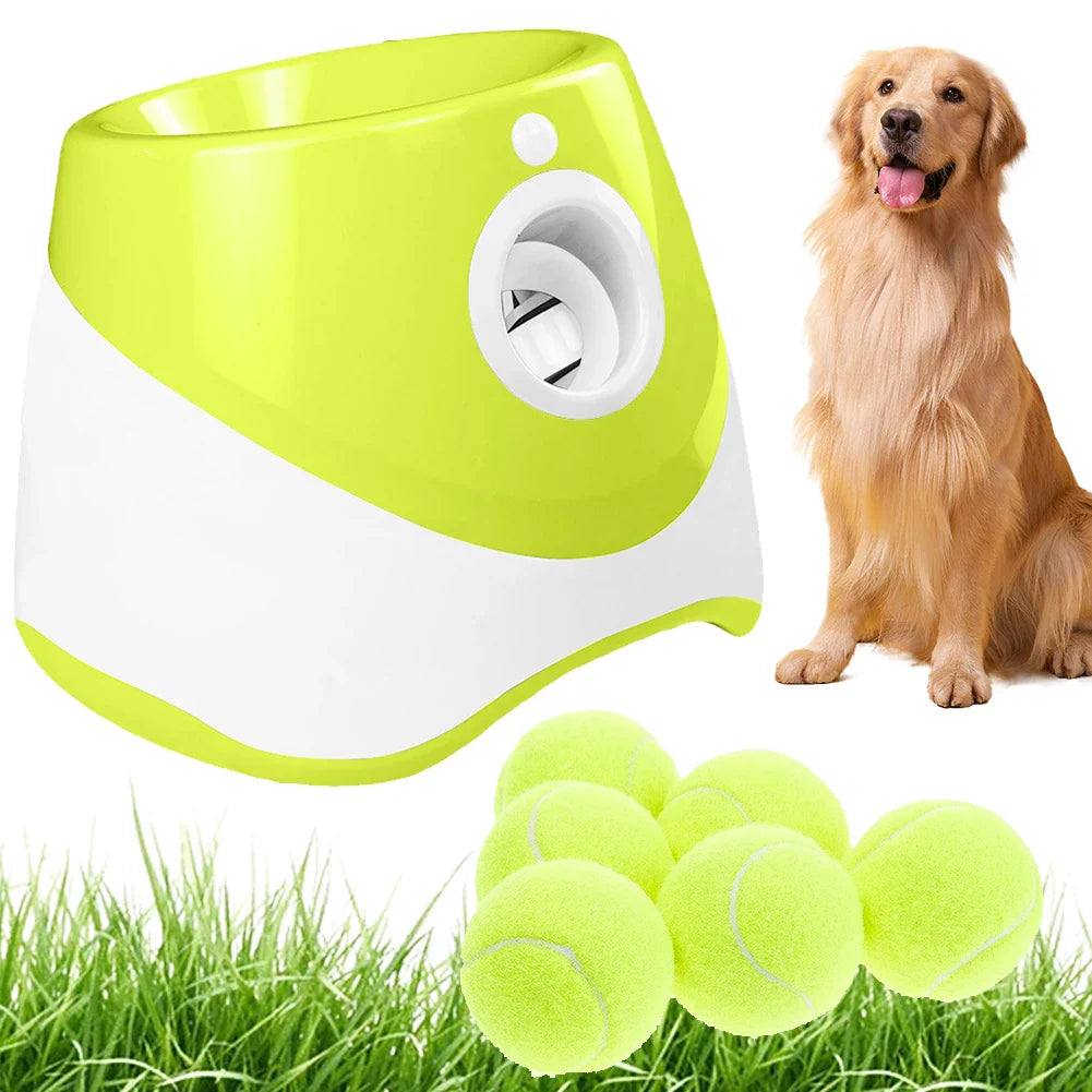 Automatic dog ball launcher for interactive indoor and outdoor fetch