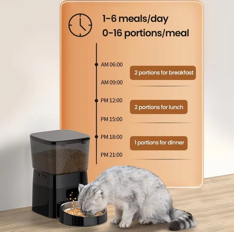 Automatic pet feeder and water dispenser for cats and dogs with smart dual bowl design