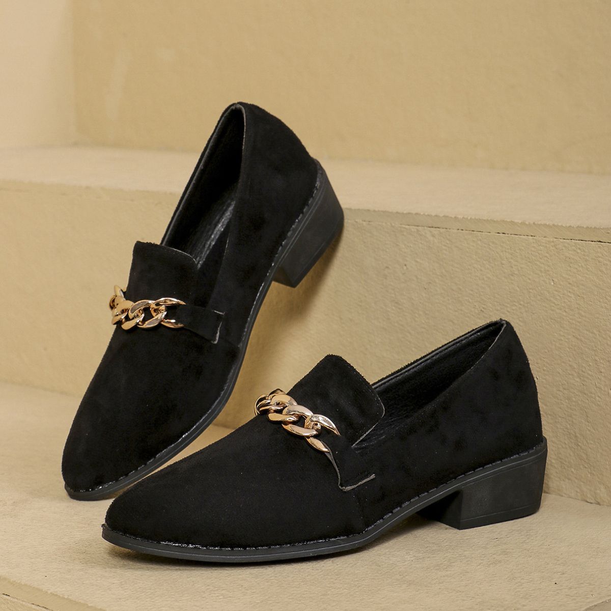 Block Heel Loafers