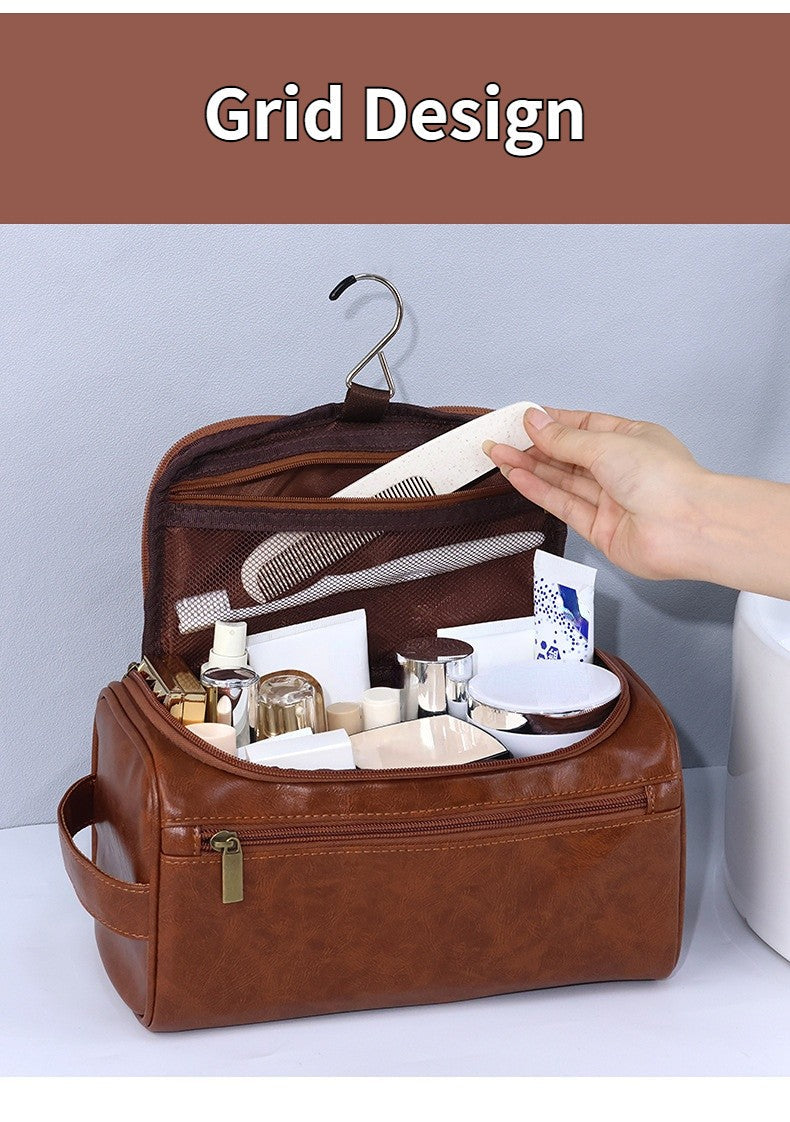 Large Capacity Men’s Toiletries Bag – Waterproof PU Travel Organizer