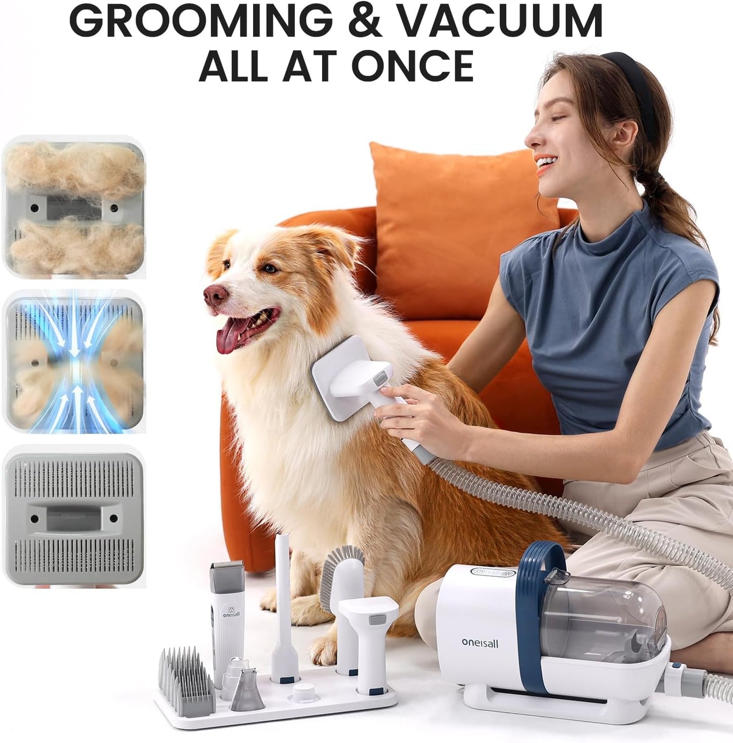 Dog Hair Vacuum & Dog Grooming Kit