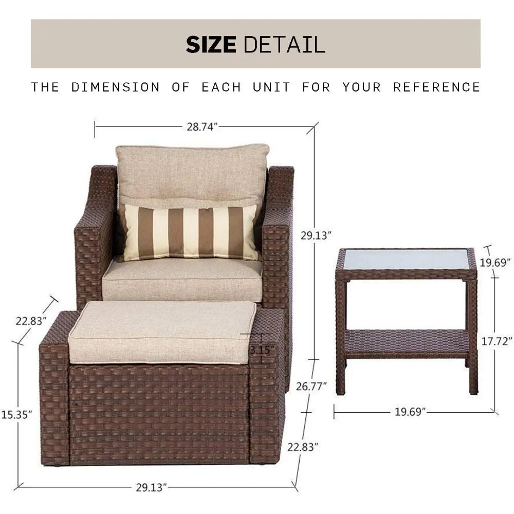 Elegant 7 piece outdoor patio furniture set with rattan wicker and cushions