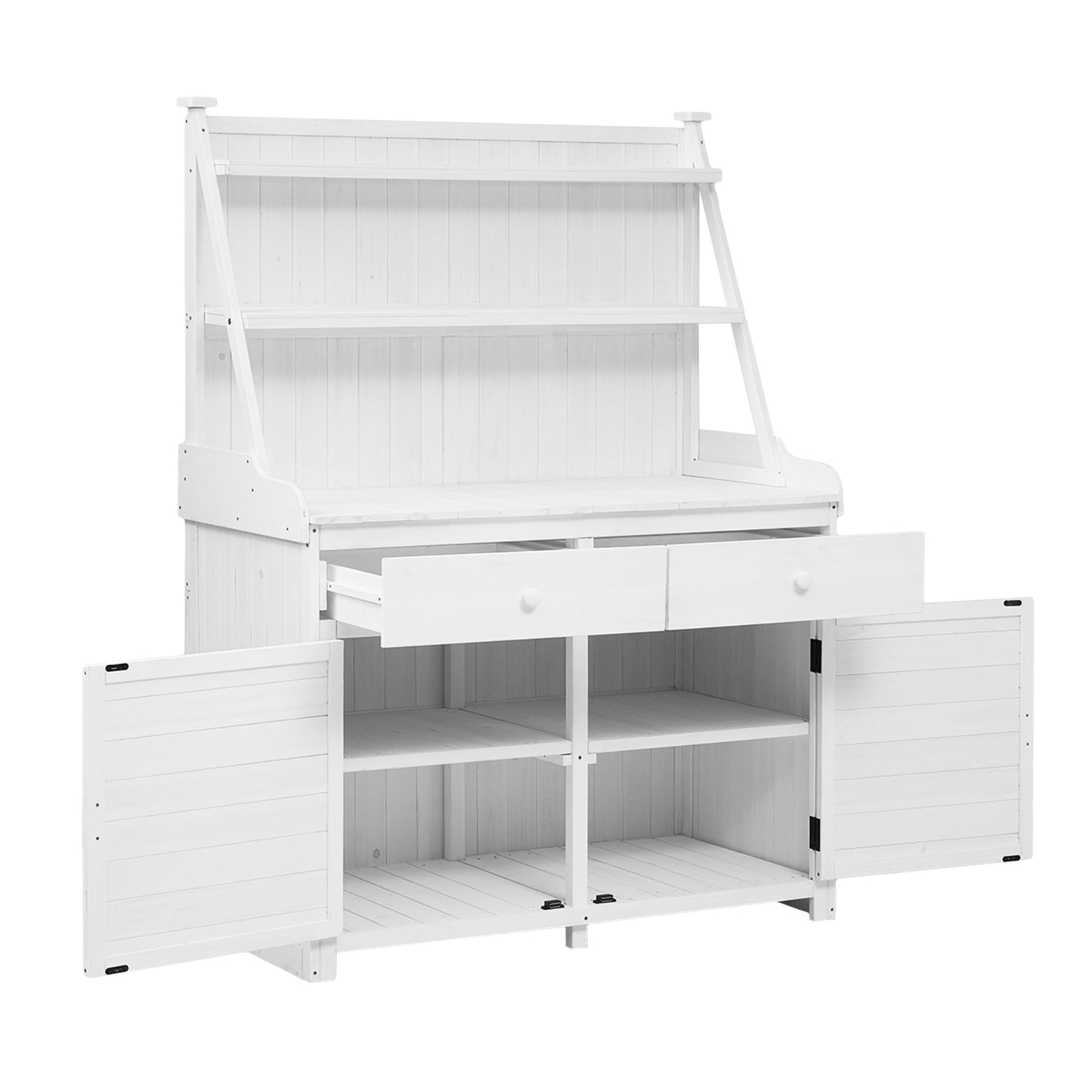 Garden potting bench with storage for backyard and outdoor gardening"