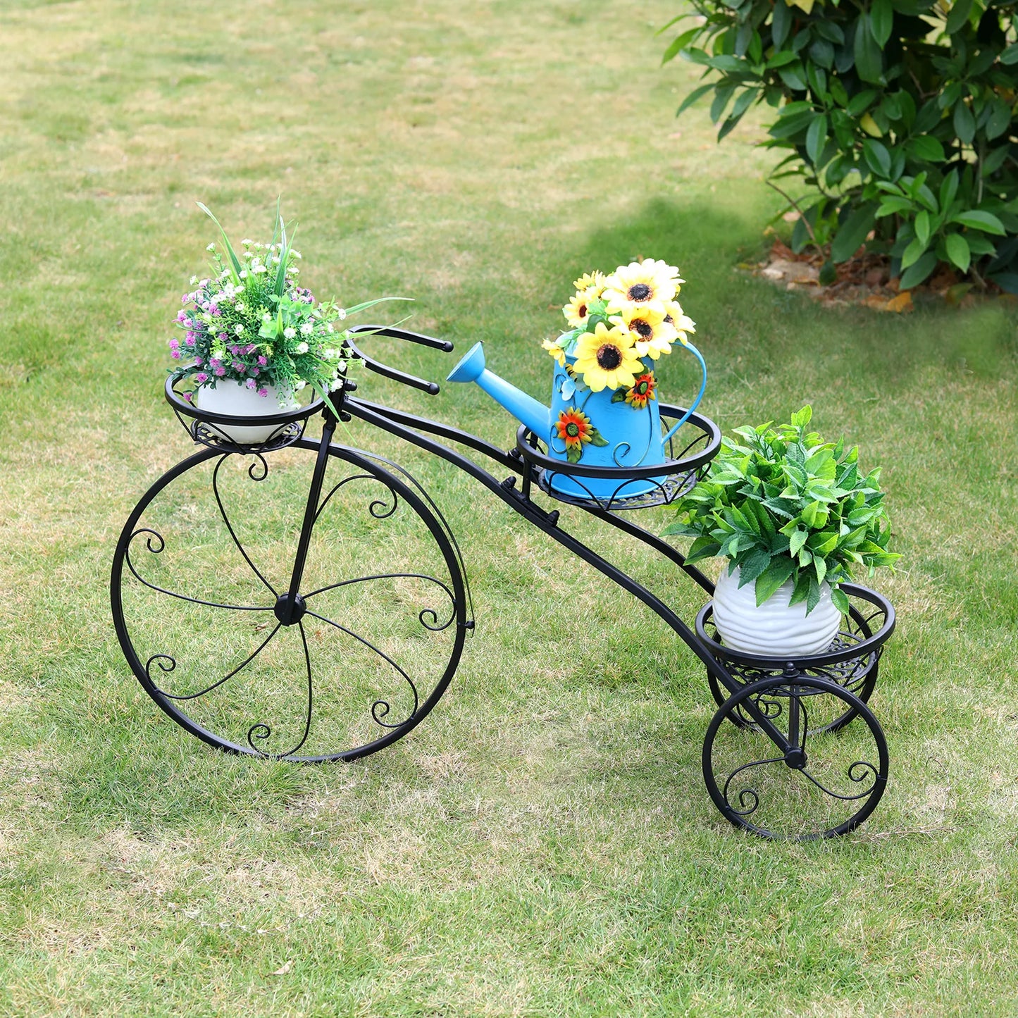 3-Tier Bicycle Plant Stand Wrought Iron Tricycle Planter
