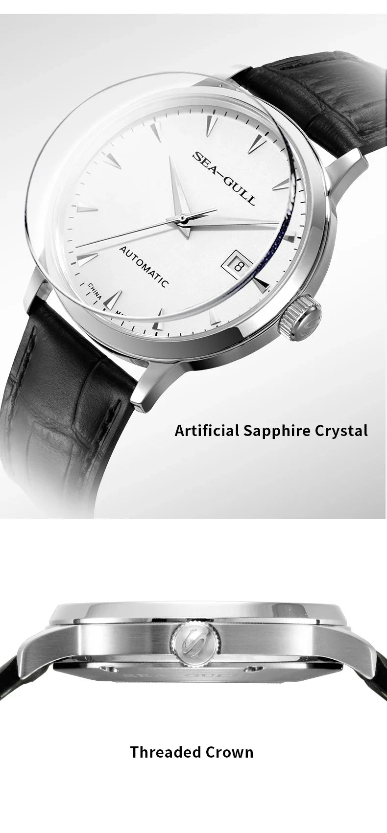 2023 Seagull Men's Mechanical Wristwatches Business Calendar Watch 50m Waterproof Leather Buckle Mens Watches  819.613