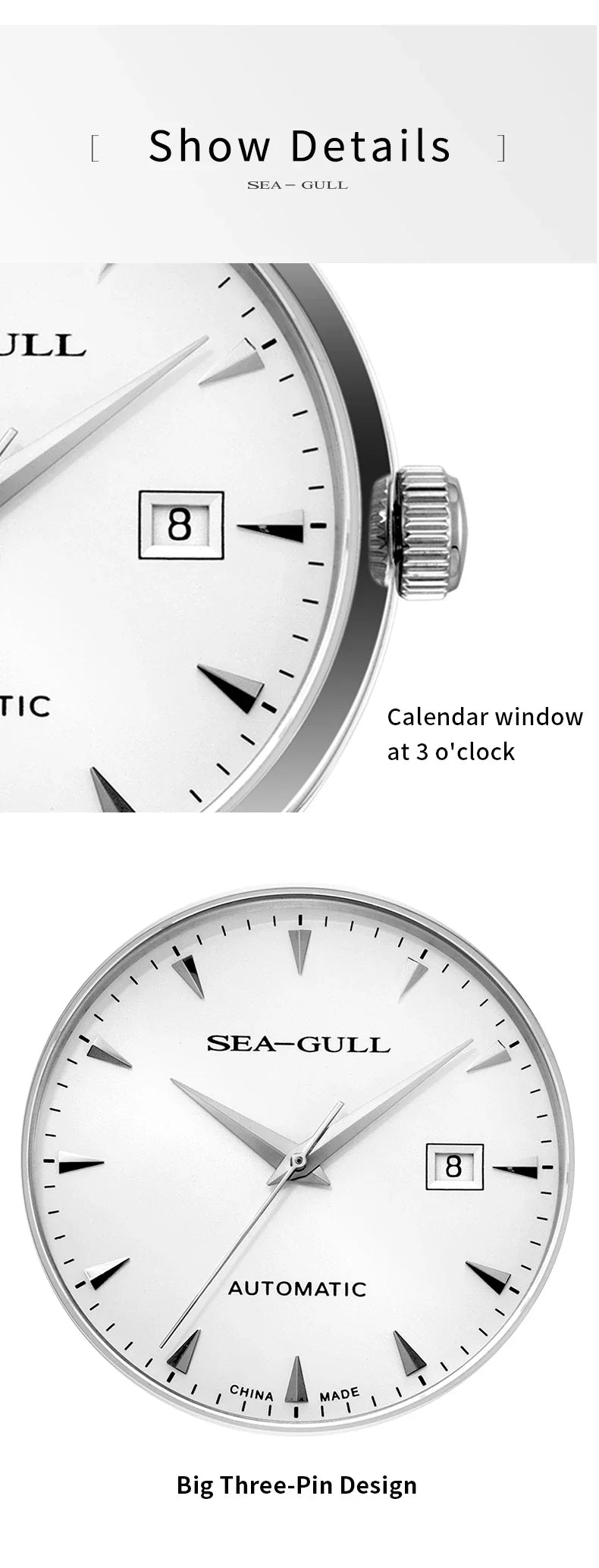 2023 Seagull Men's Mechanical Wristwatches Business Calendar Watch 50m Waterproof Leather Buckle Mens Watches  819.613