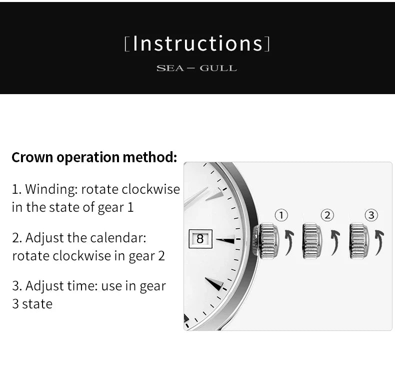 2023 Seagull Men's Mechanical Wristwatches Business Calendar Watch 50m Waterproof Leather Buckle Mens Watches  819.613