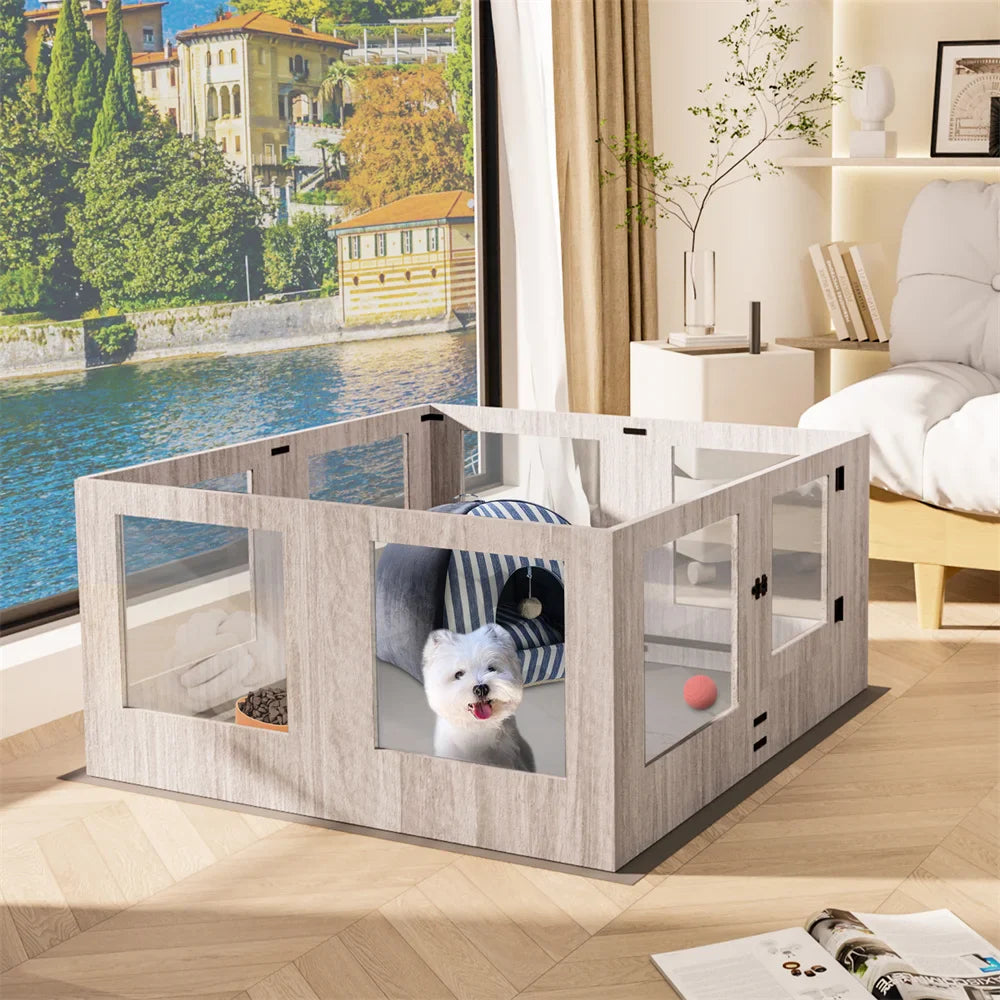 Heavy Duty Indoor Dog Playpen with Whelping Box for Puppies and Pets