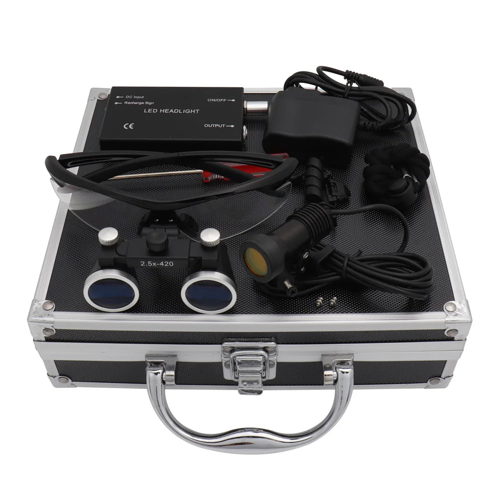 High-quality dental loupes with LED headlight for surgical precision