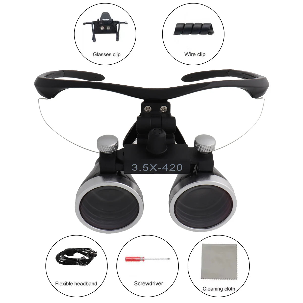 High-quality dental loupes with LED headlight for surgical precision
