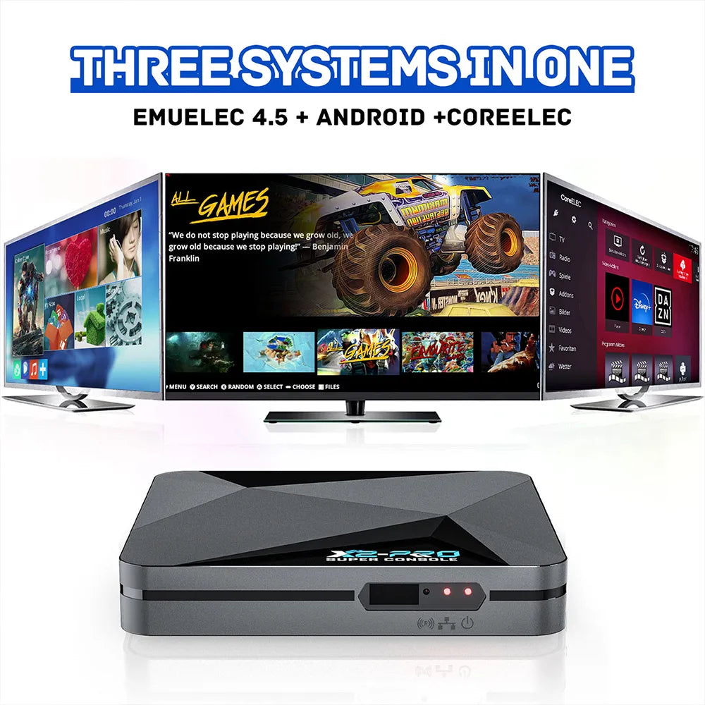 Kinhank Super Console X2 Pro retro gaming console with 4K Android TV support and preloaded classic games