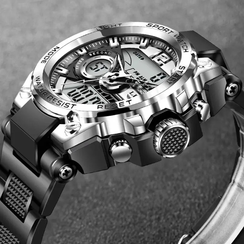 LIGE Men Military Watch showing durable design and tactical features
