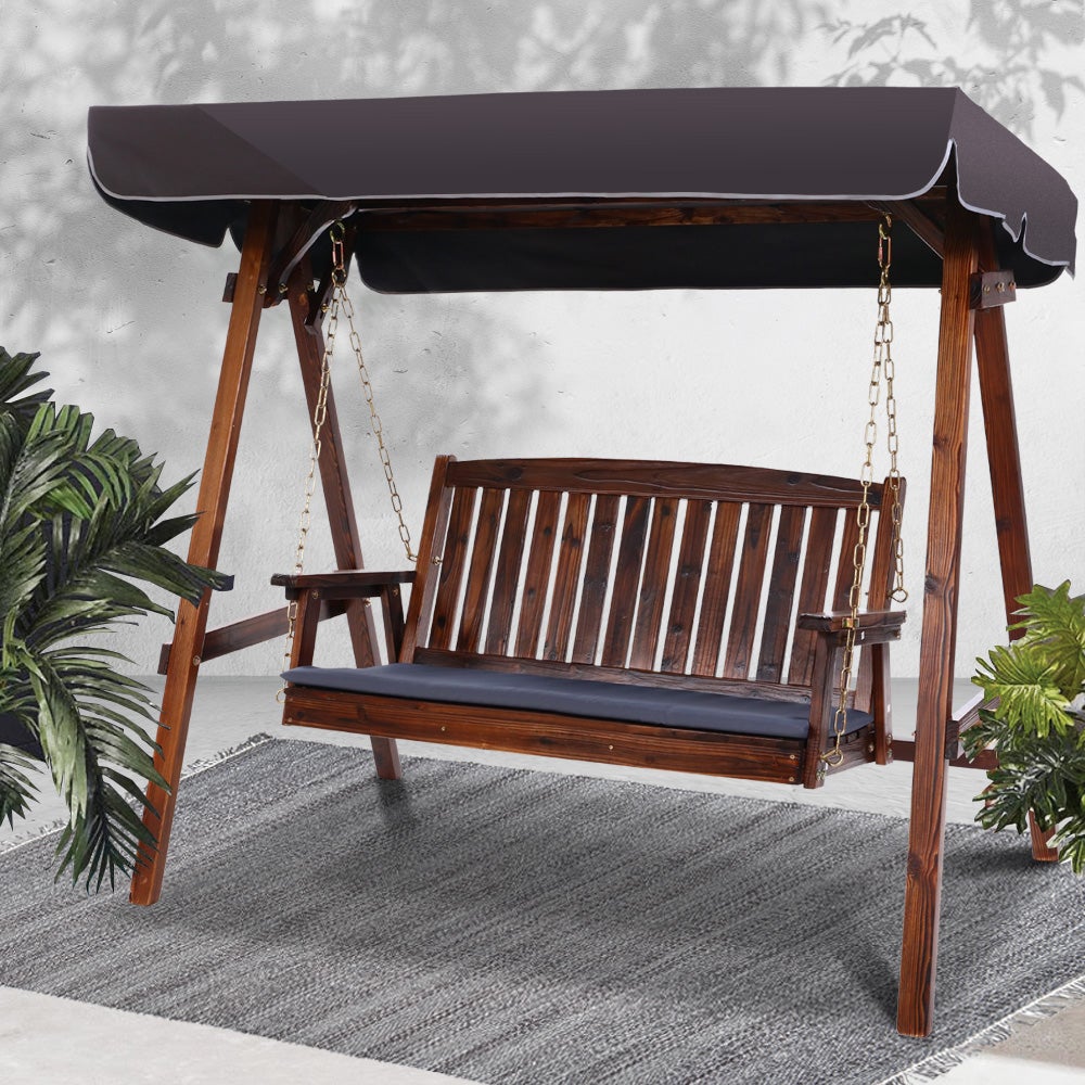Wooden Swing Chair with Canopy