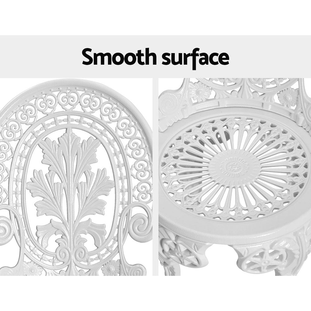 Outdoor Dining Setting for 2 | Bistro Set | Vintage Cast Aluminium | White