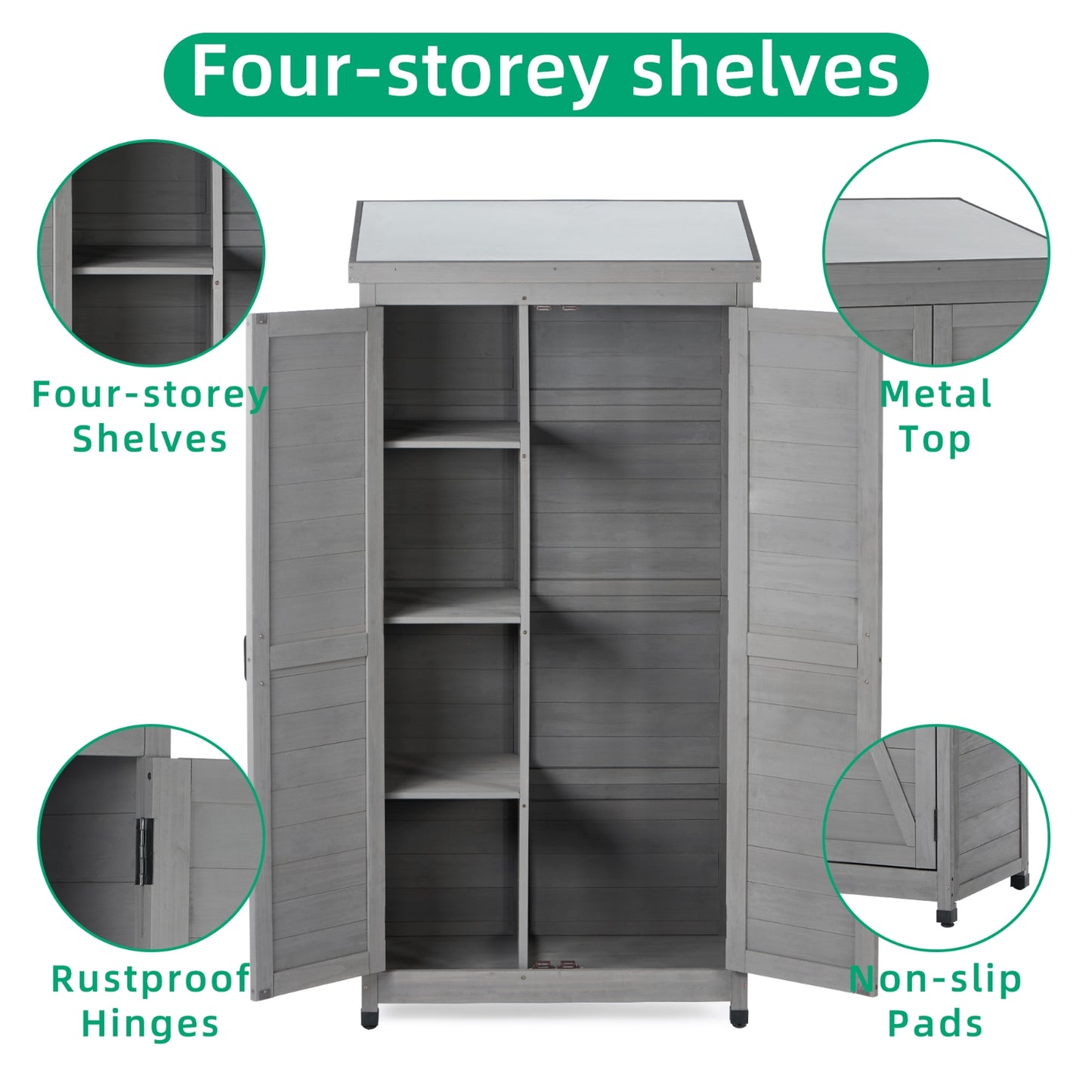 Outdoor Storage Cabinet With Metal Top