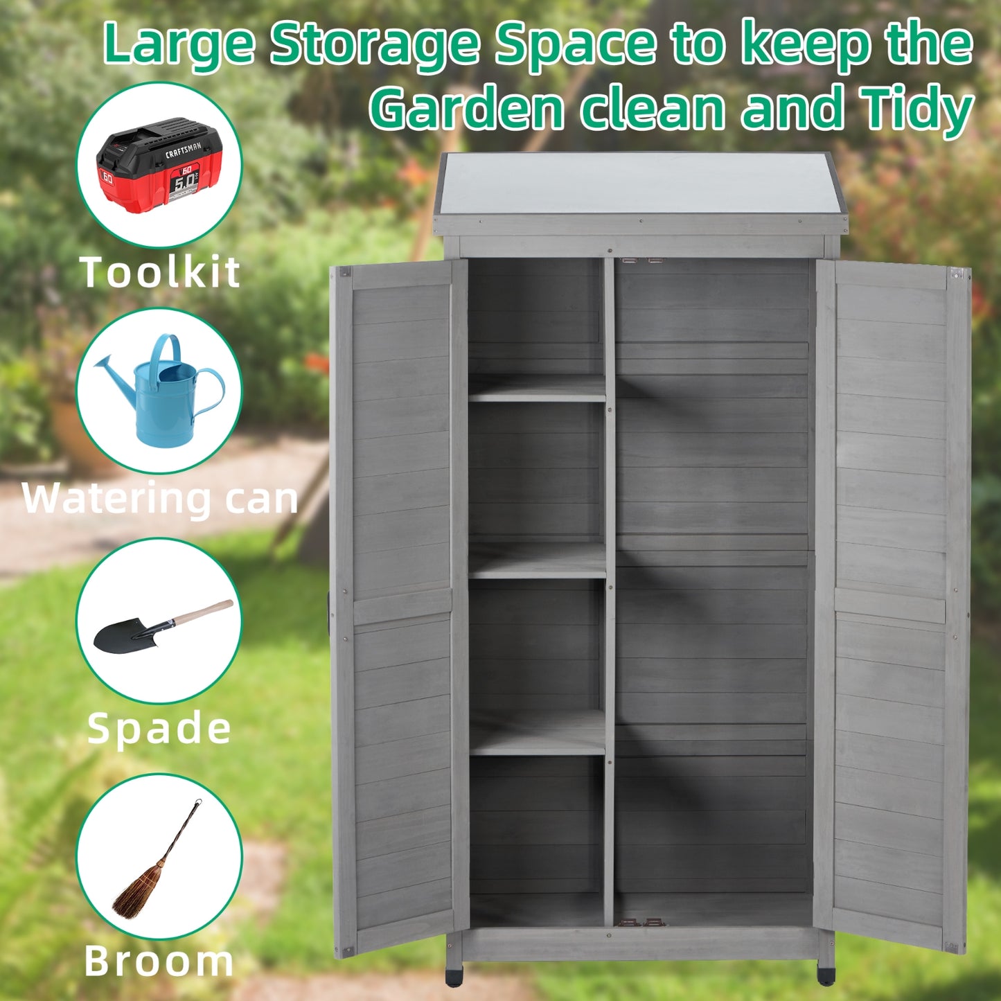 Outdoor Storage Cabinet With Metal Top