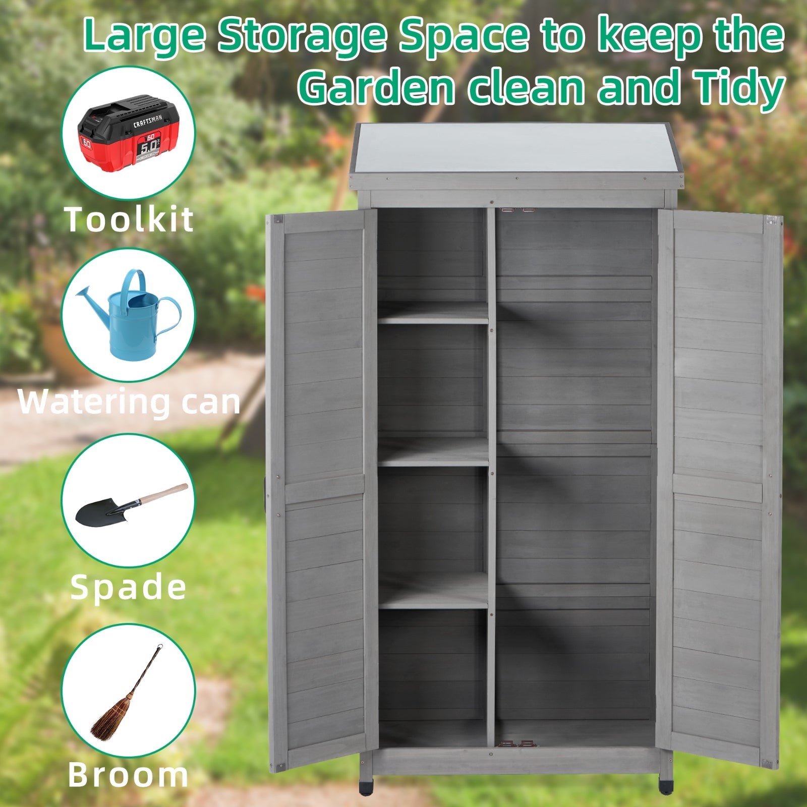 Outdoor Storage Cabinet With Metal Top